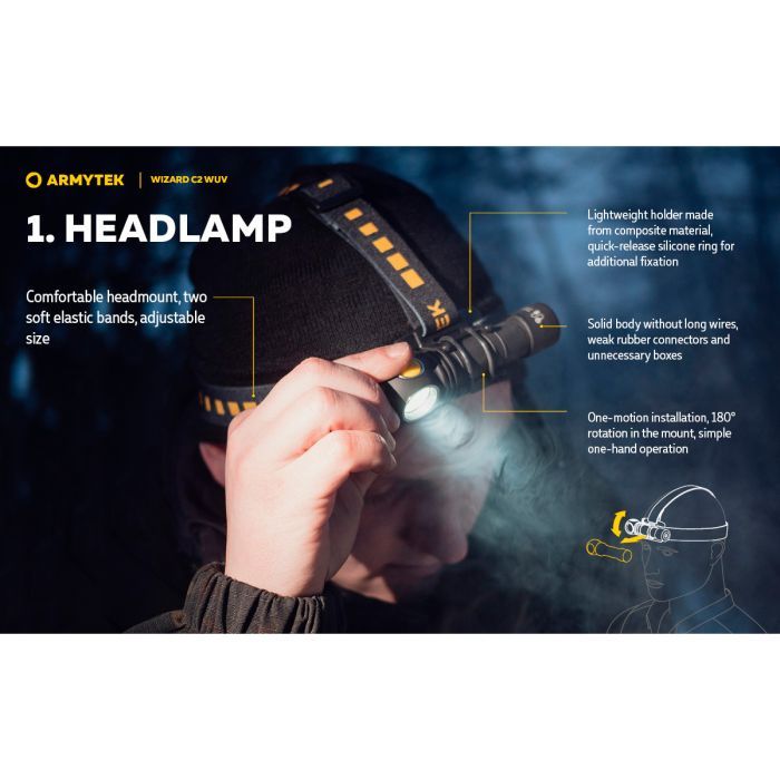 Ліхтар Armytek Wizard C2 WUV White & Ultraviolet (F08901UF) зображення 9