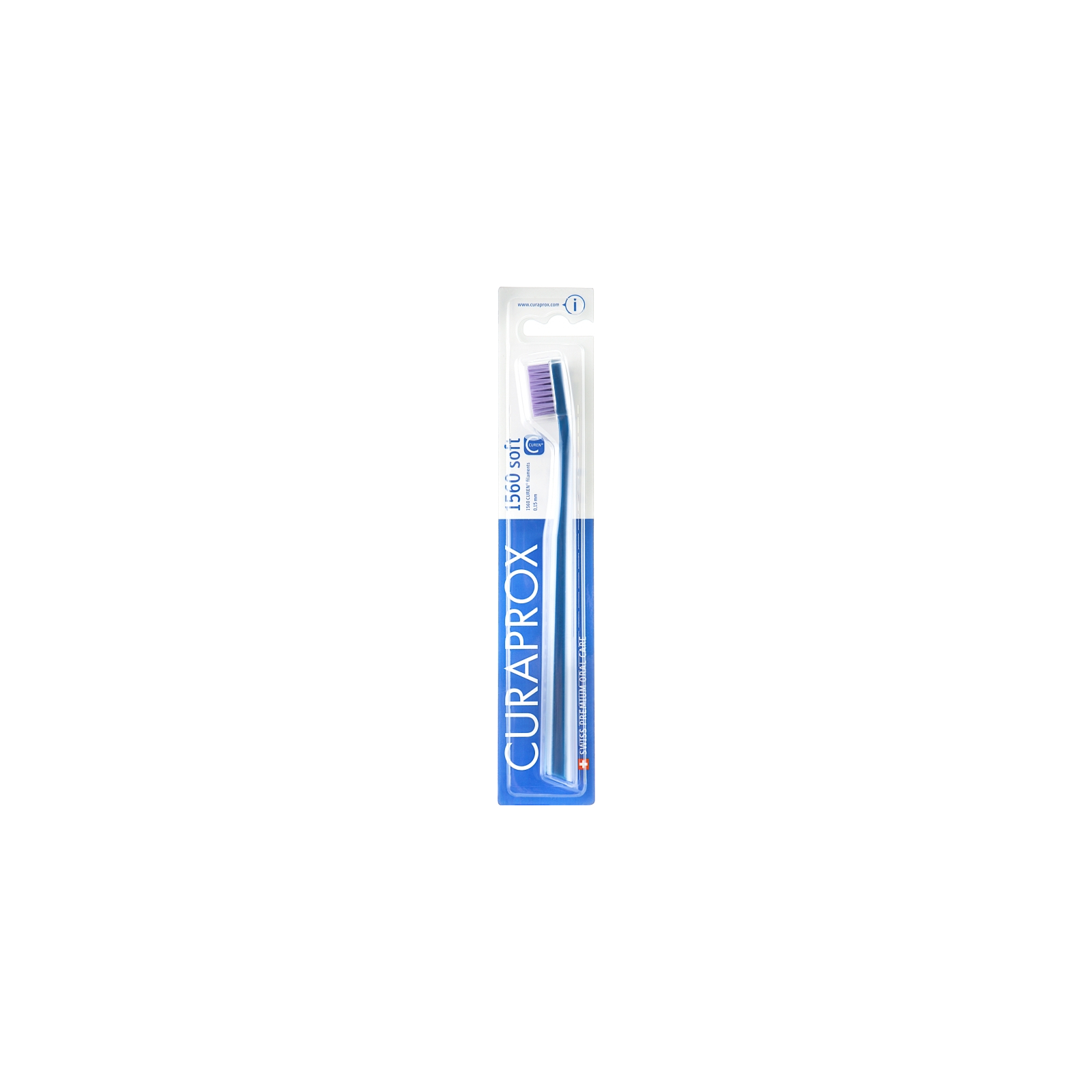 Зубная щетка Curaprox CS 1560 Soft Мягкая D 0.15 мм Синяя с фиолетовой щетиной (CS 1560-04)