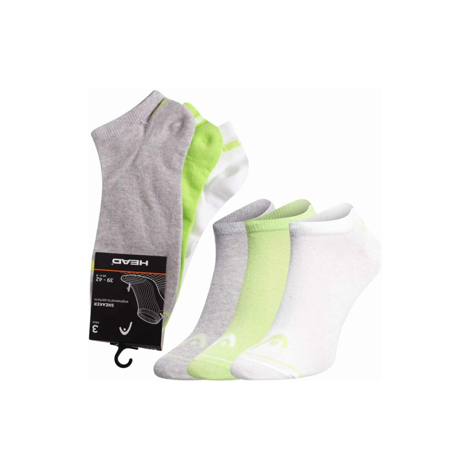 Шкарпетки Head Sneaker 3P Unisex 761010001-009 3 пари Сірий/Зелений/Білий 35-38 (8720245441704) зображення 11
