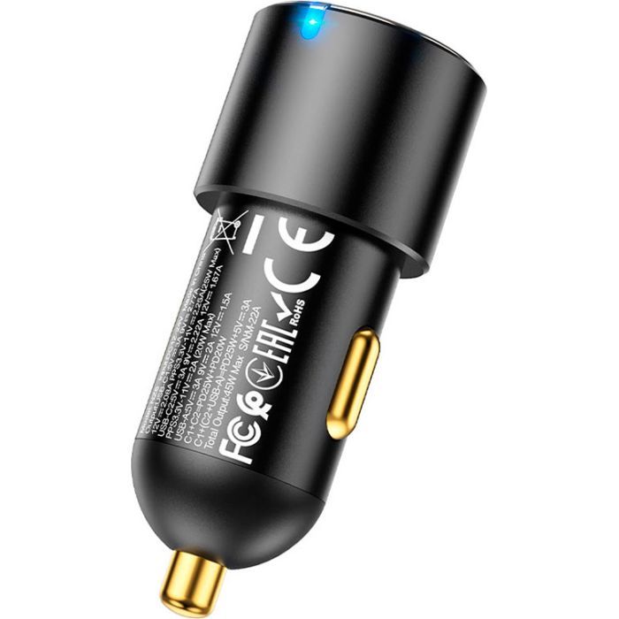 Зарядное устройство HOCO NZ6 2xType-C, USB-A Black (6931474765185) изображение 3