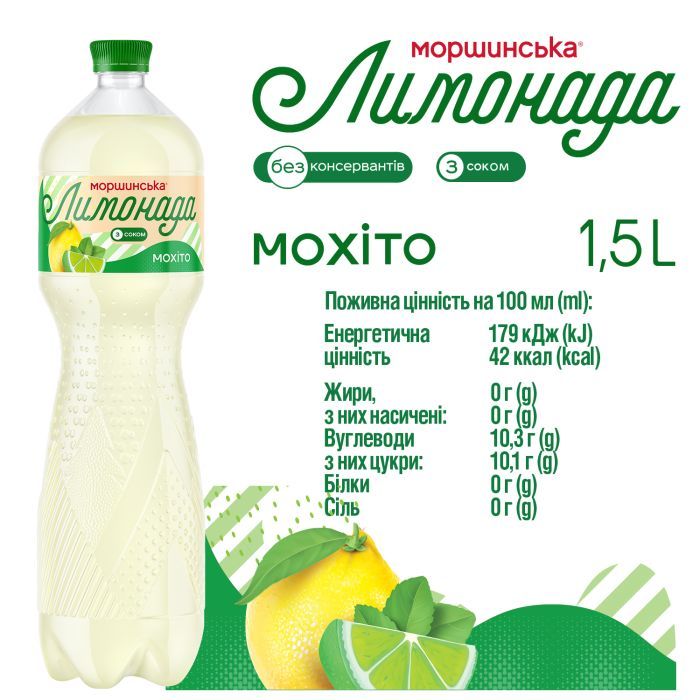 Напиток Моршинська сокосодержащий Лимонада со вкусом Мохито 0.33 л (4820017003049) изображение 4