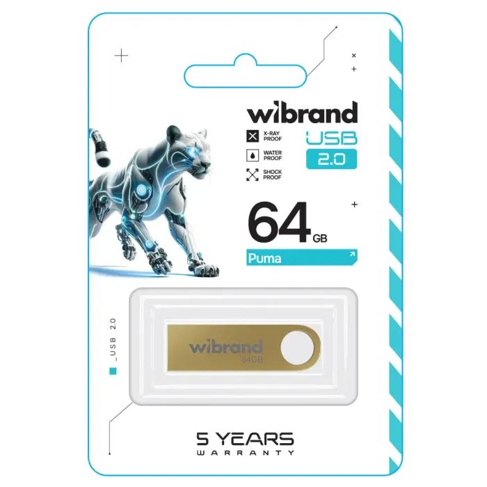 USB флеш накопитель Wibrand 16GB Puma Gold USB 2.0 (WI2.0/PU16U1G) изображение 2