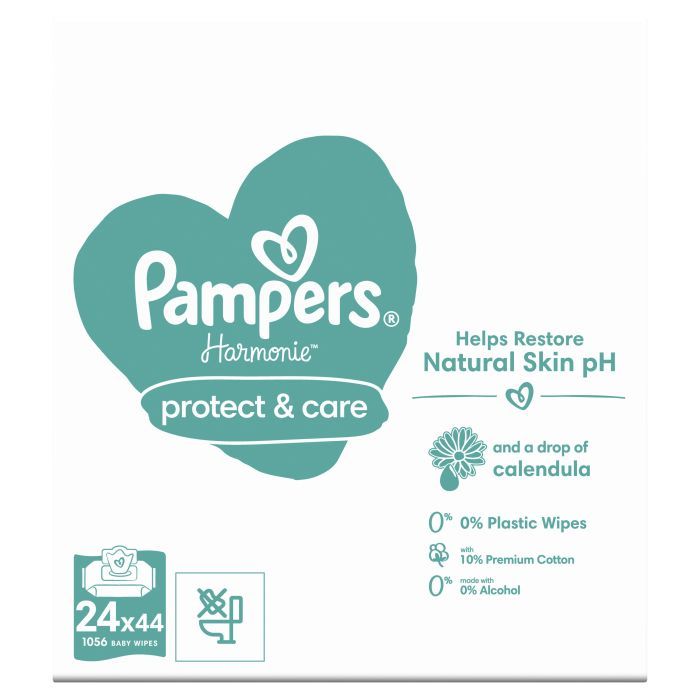 Дитячі вологі серветки Pampers Harmonie Protect&Care з календулою 44 шт (8700216250641) зображення 2