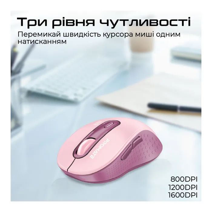 Мышка Promate Ken Wireless/Bluetooth Black (ken.black) изображение 4
