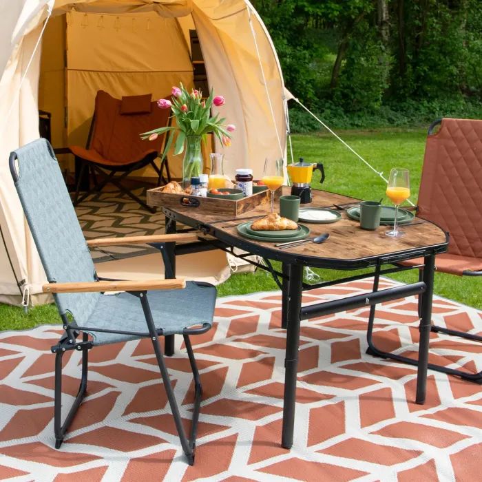 Туристичний стіл Bo-Camp Woodbine Oval 100x70 cm Black/Wood look (1404185) зображення 10