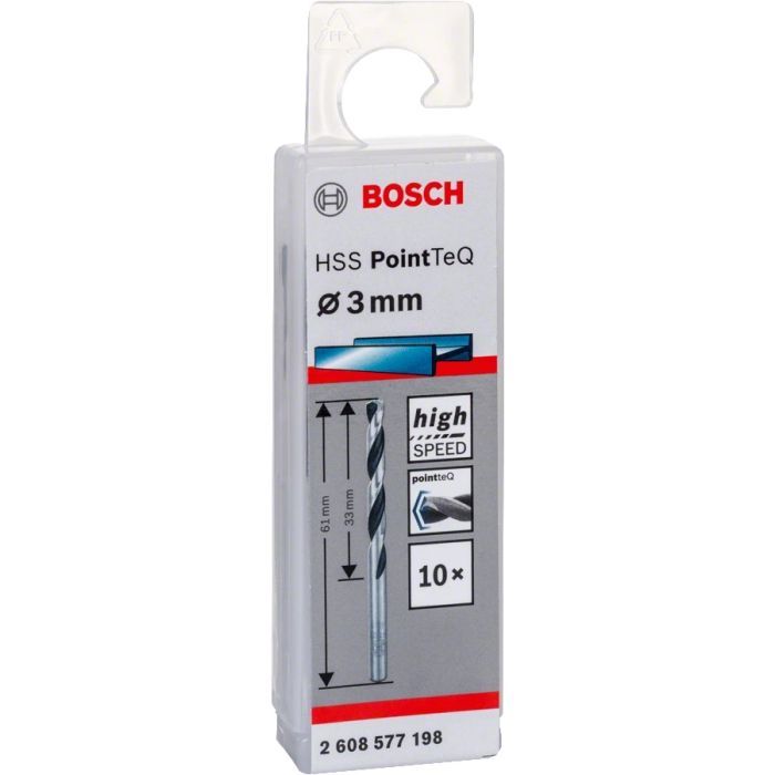Сверло Bosch по металлу HSS-PointTeQ, 3х33х61мм, 10шт (2.608.577.198) изображение 2