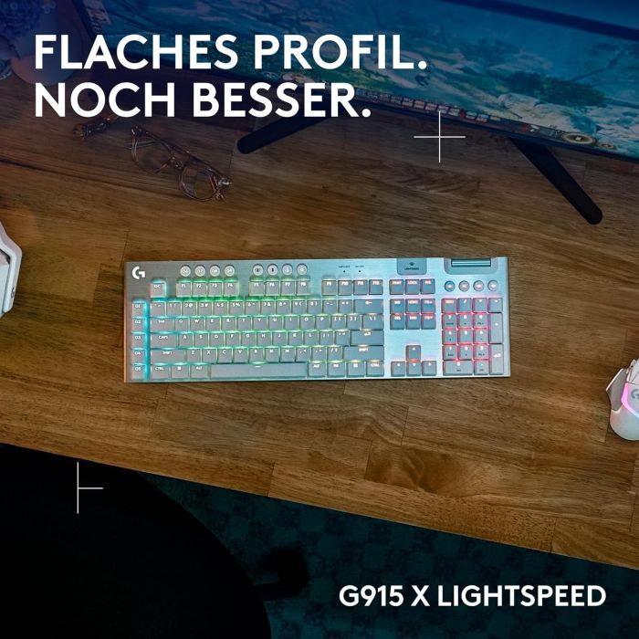 Клавіатура Logitech G915 X Lightspeed Switch-Tactile Wireless/Bluetooth/USB UA White (920-012690) зображення 4