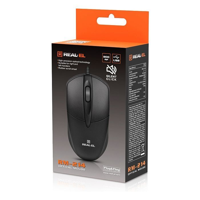 Мышка REAL-EL RM-214 USB Black (EL123200039) изображение 7