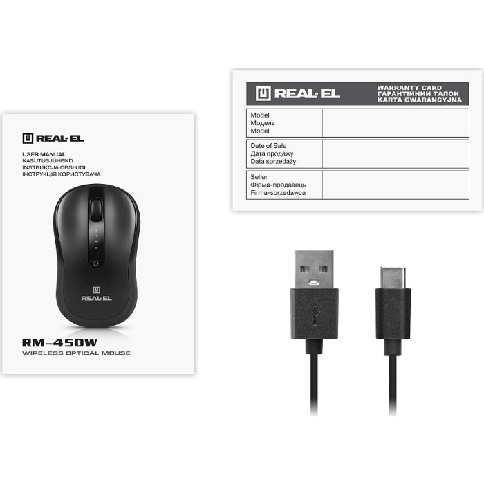 Мишка REAL-EL RM-450W Wireless/Bluetooth Black/Gray (EL123200046) зображення 10
