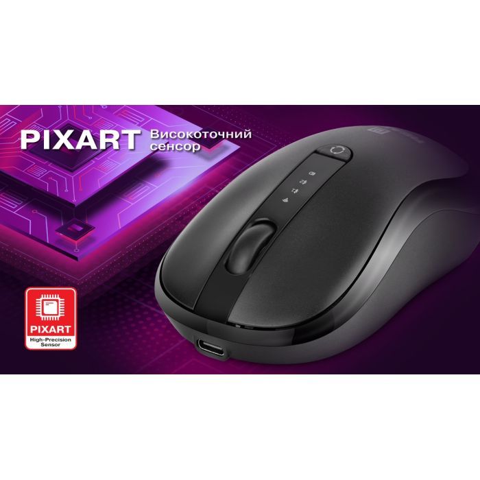 Мишка REAL-EL RM-450W Wireless/Bluetooth Black/Gray (EL123200046) зображення 11