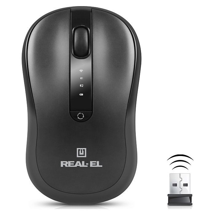 Мишка REAL-EL RM-450W Wireless/Bluetooth Black/Gray (EL123200046) зображення 3