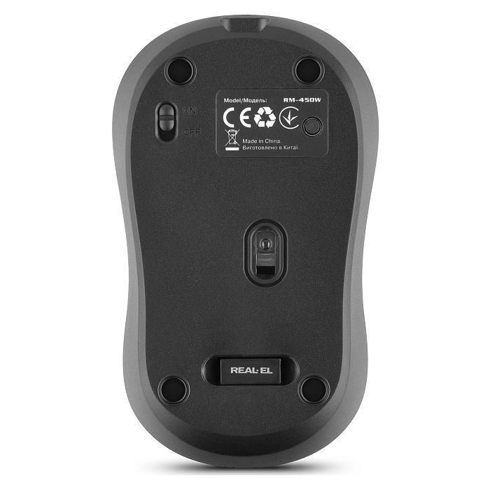 Мишка REAL-EL RM-450W Wireless/Bluetooth Black/Gray (EL123200046) зображення 8