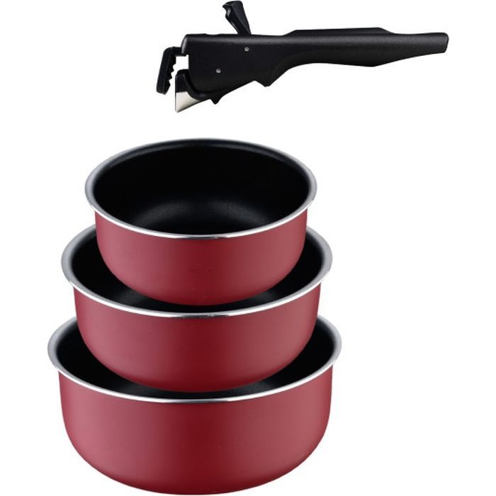 Ківш Bergner Click & cook, набір зі знімною ручкою 16/18/20 см, 4 предмети (BG-31608-RD)