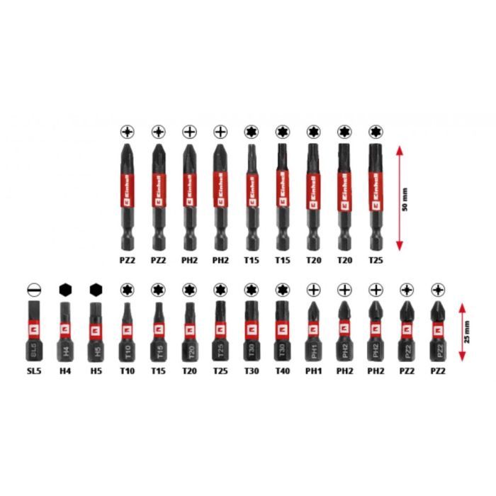Набор бит Einhell бит и головок, 1/4", 28шт, кейс (108703) изображение 4