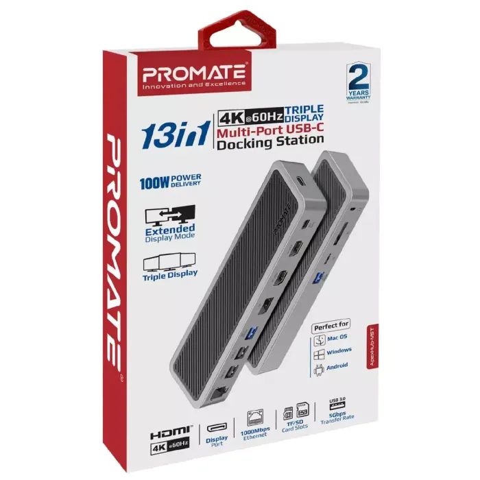 Концентратор Promate USB Hub 12 ports apexhub-mst.grey (apexhub-mst.grey) изображение 2
