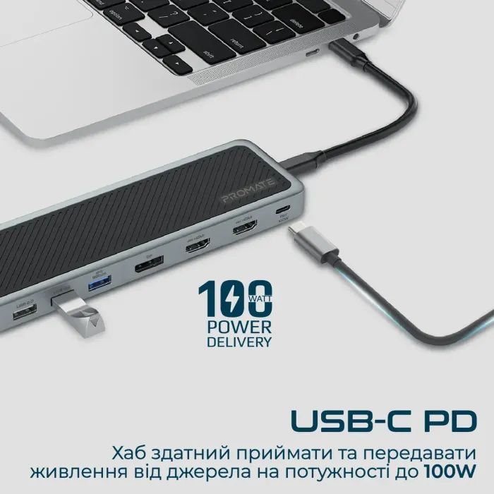 Концентратор Promate USB Hub 12 ports apexhub-mst.grey (apexhub-mst.grey) изображение 4