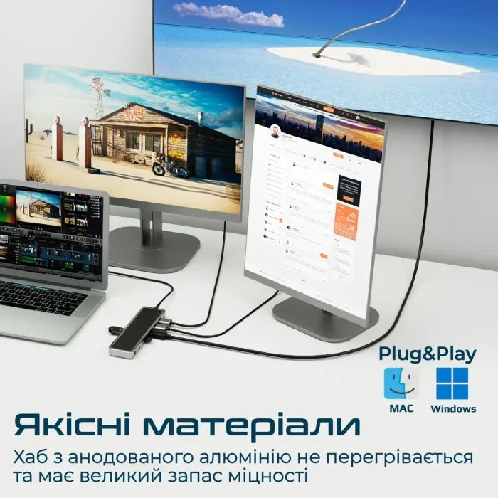 Концентратор Promate USB Hub 12 ports apexhub-mst.grey (apexhub-mst.grey) изображение 7