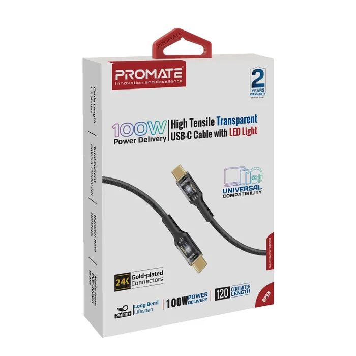 Дата кабель USB-C to USB-C lucidline-cc120.navy Promate (lucidline-cc120.navy) изображение 2