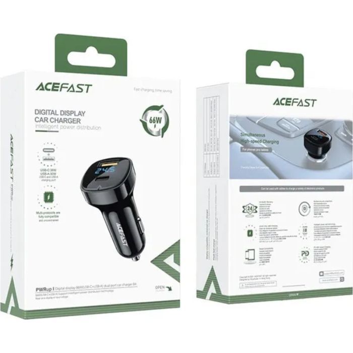 Зарядное устройство Acefast 2xUSB 66W (USB-C + USB-A) B4 with digital display (6974316280392) изображение 6
