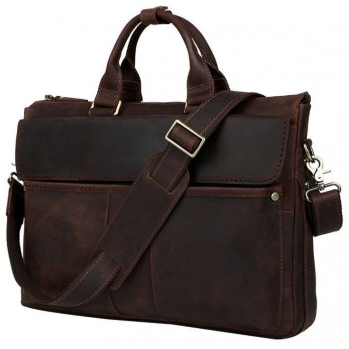 Сумка Vintage Из натуральной кожи Коричневая (14565) изображение 2