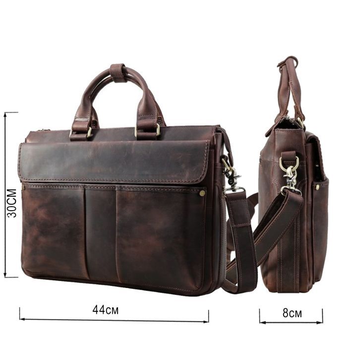 Сумка Vintage Из натуральной кожи Коричневая (14565) изображение 3