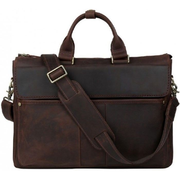 Сумка Vintage Из натуральной кожи Коричневая (14565) изображение 5