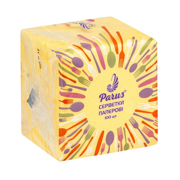 Серветки столові Parus 1 шар Жовті 100 шт. (4820044170080)