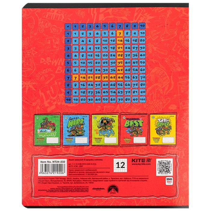 Тетрадь Kite Ninja Turtles, 12 листов, клетка (NT24-232) изображение 11