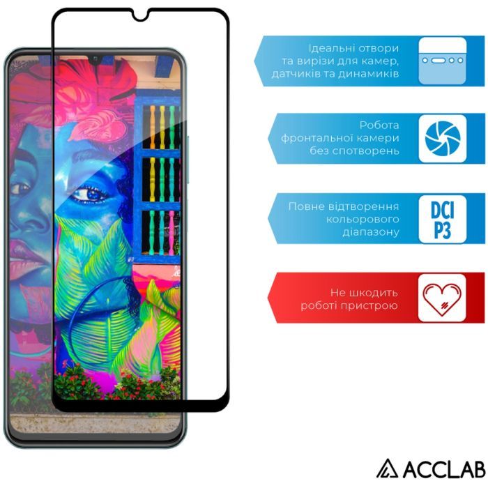Стекло защитное ACCLAB Full Glue Realme C51 Black (1283126582837) изображение 5
