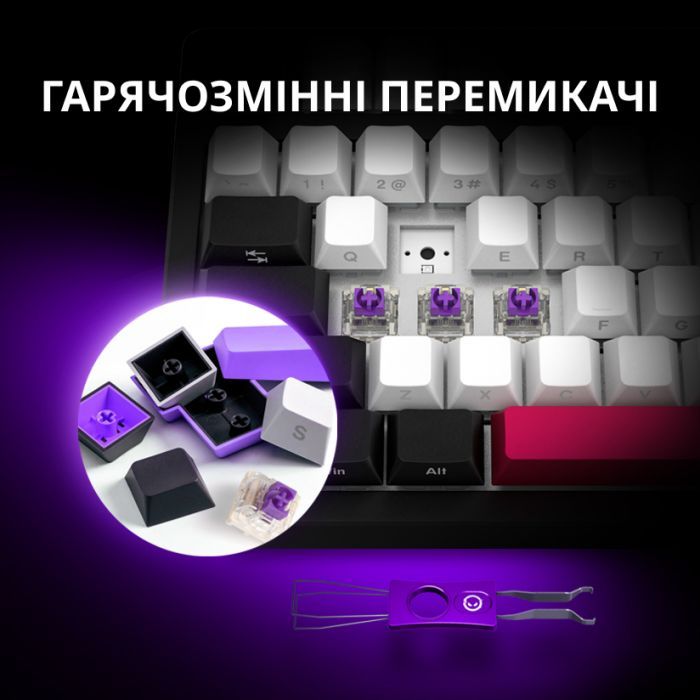 Клавиатура Lorgar KBP70MW Pro RGB Wireless/Bluetooth/USB UA Black/yellow (LRG-KBP70MW-YL-US) изображение 5