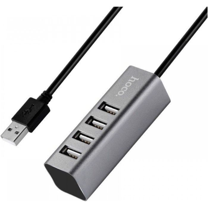 Концентратор HOCO USB 2.0 to 4xUSB Line machine HB1 Tarnish (6957531038139)