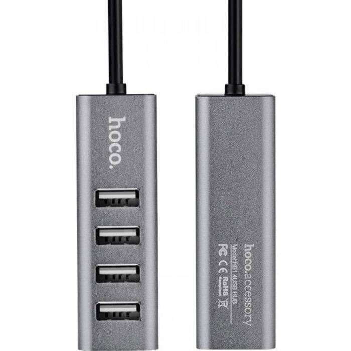 Концентратор HOCO USB 2.0 to 4xUSB Line machine HB1 Tarnish (6957531038139) зображення 3