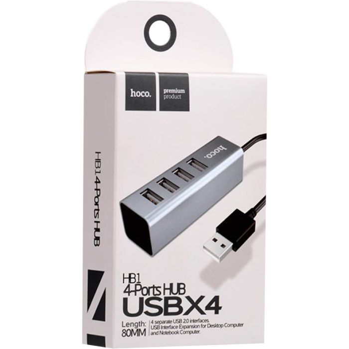 Концентратор HOCO USB 2.0 to 4xUSB Line machine HB1 Tarnish (6957531038139) зображення 4