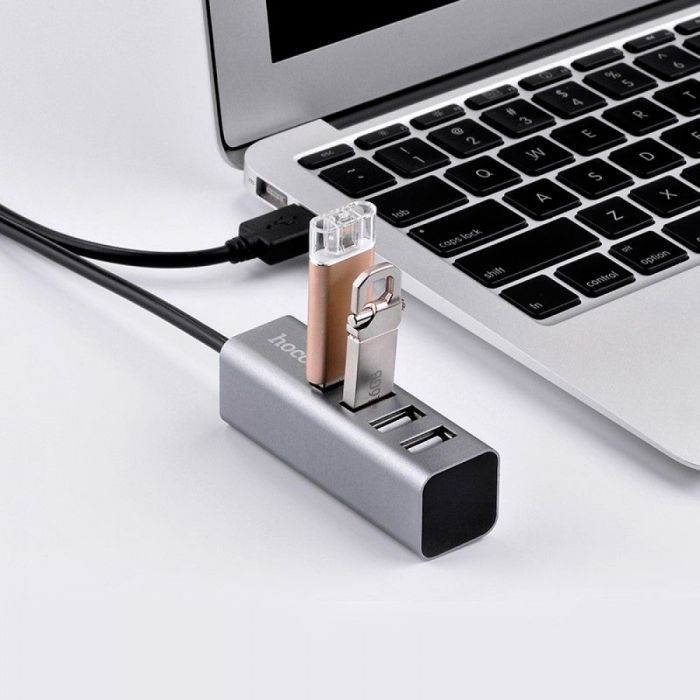 Концентратор HOCO USB 2.0 to 4xUSB Line machine HB1 Tarnish (6957531038139) зображення 5