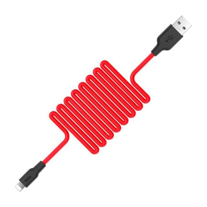 Дата кабель USB 2.0 AM to Lightning 1.0m 2A silicone X21 black+red HOCO (6957531071372) зображення 2