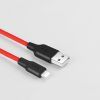 Дата кабель USB 2.0 AM to Lightning 1.0m 2A silicone X21 black+red HOCO (6957531071372) зображення 5