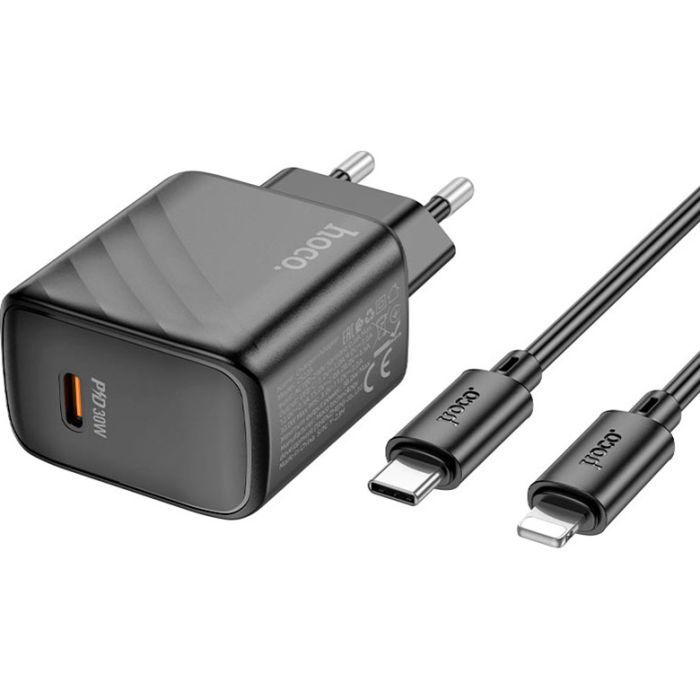 Зарядний пристрій HOCO CS22A Value USB-C PD30W + cable USB-C to Lightning Black (6942007609920) зображення 3