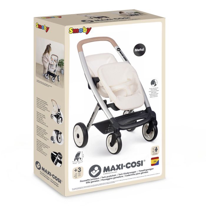 Коляска для ляльок Smoby для двійнят Maxi-Cosi Айворі, 54 х 38,5 х 64 см, 3+ (7600253222) зображення 2