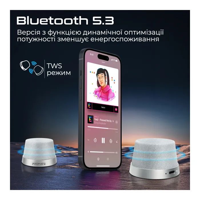 Акустическая система Promate Punch 3 Вт Silver (punch.silver) изображение 4