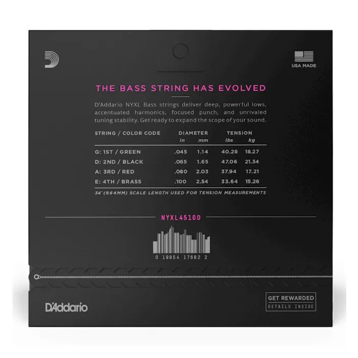 Струны для гитары D'Addario NYXL Bass Regular Light (45-100) (NYXL45100) изображение 3