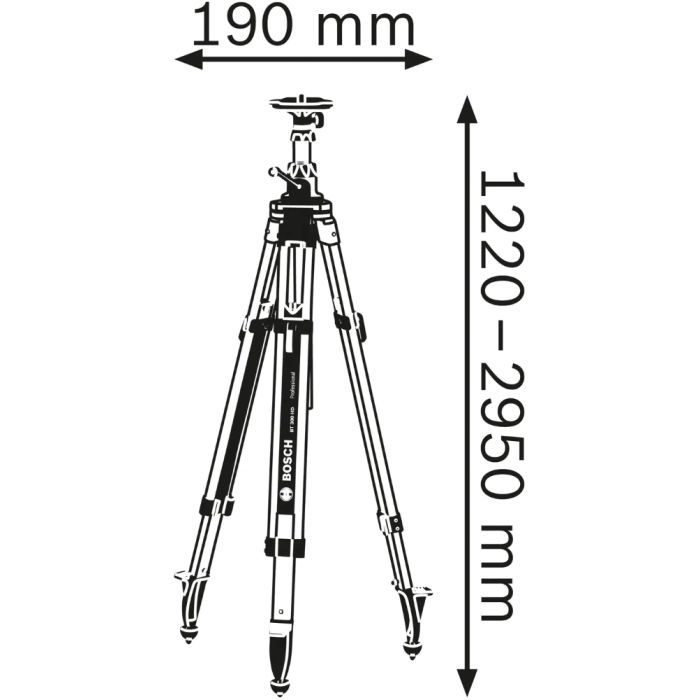 Штатив для нивелира Bosch Professional BT300HD для оптических нивелиров, 5/8", 122-295см, 7.2кг (0.601.091.A00) изображение 4