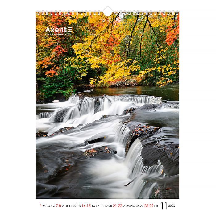 Календар Axent настінний А3 2026 р.Waterfalls (8804-26-2-A) зображення 12