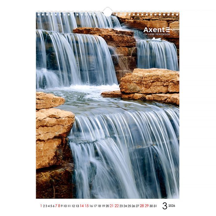 Календар Axent настінний А3 2026 р.Waterfalls (8804-26-2-A) зображення 4