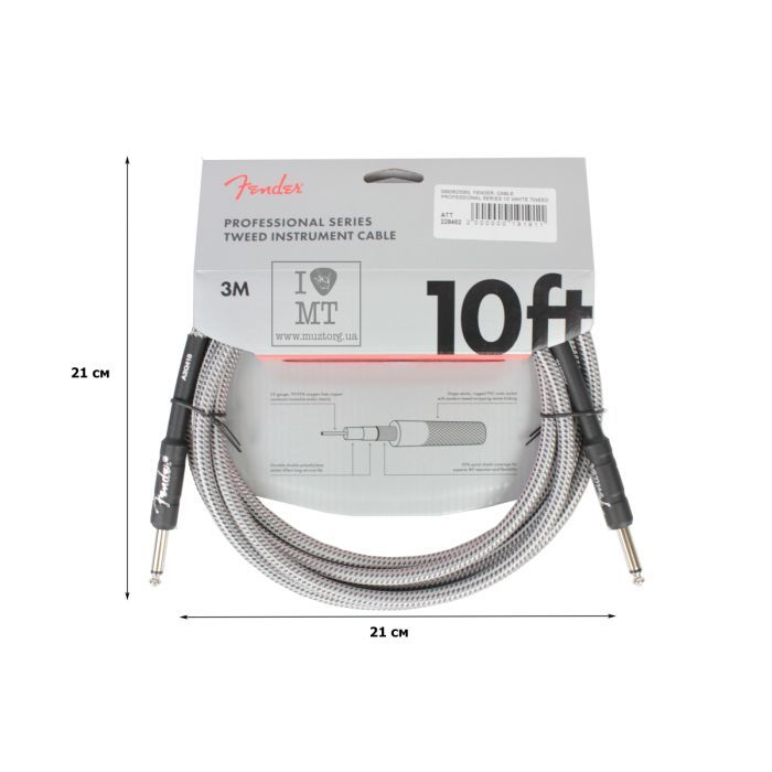 Инструментальный кабель Fender Cable Professional Series 10' White Tweed (228462) изображение 2