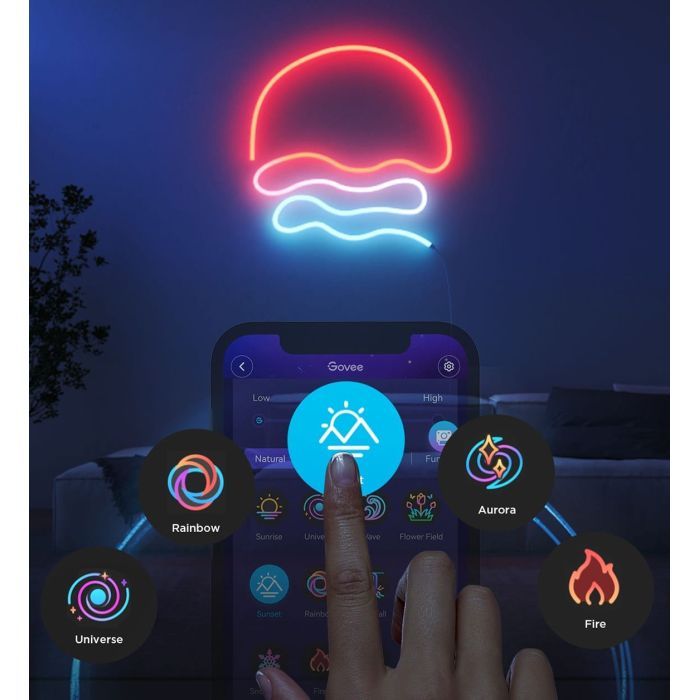 Світлодіодна стрічка Govee H61D3 Neon Rope Light 2, 3.0m, RGBIC, WI-FI/Bluetooth, white (H61D3301) зображення 2
