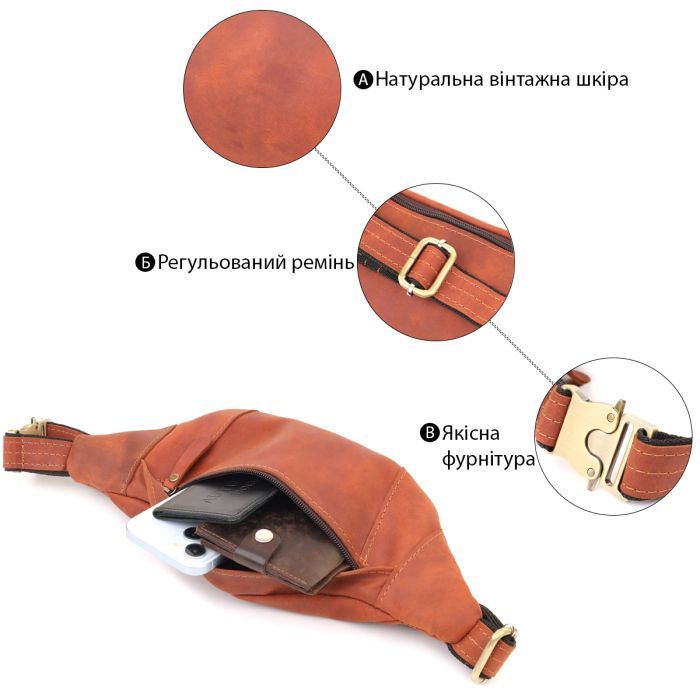 Сумка Shvigel Из натуральной кожи Рыжая (23122) изображение 4