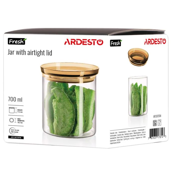 Банка Ardesto Fresh 1600 мл, скло, пластик, прозорий (AR1316SFM) изображение 7
