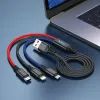 Дата кабель USB 2.0 AM to Lightning + Micro 5P + USB-C 1.0m 2A nylon black+red+blue HOCO (6931474768636) зображення 3