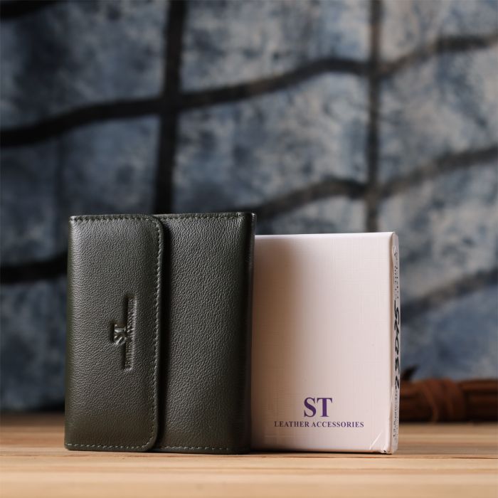 Гаманець ST Leather З натуральної шкіри Зелений (23075) зображення 11