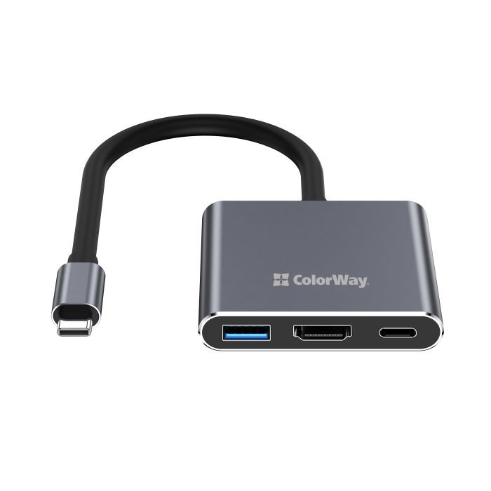 Концентратор ColorWay USB-C 3-in-1 USB 3.0 + HDMI 4K + USB-C PD100W (CW-HUB08) зображення 3